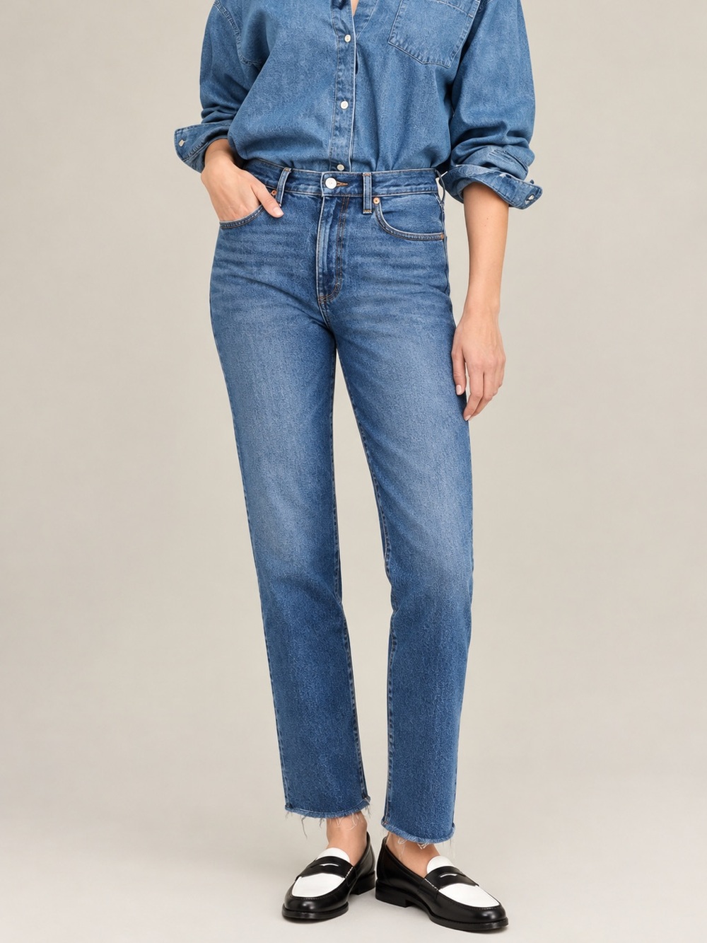 Old Navy Women's High-Rise OG Straight Cozy Lined Jeans - Classic Blue - Sz 10!!
